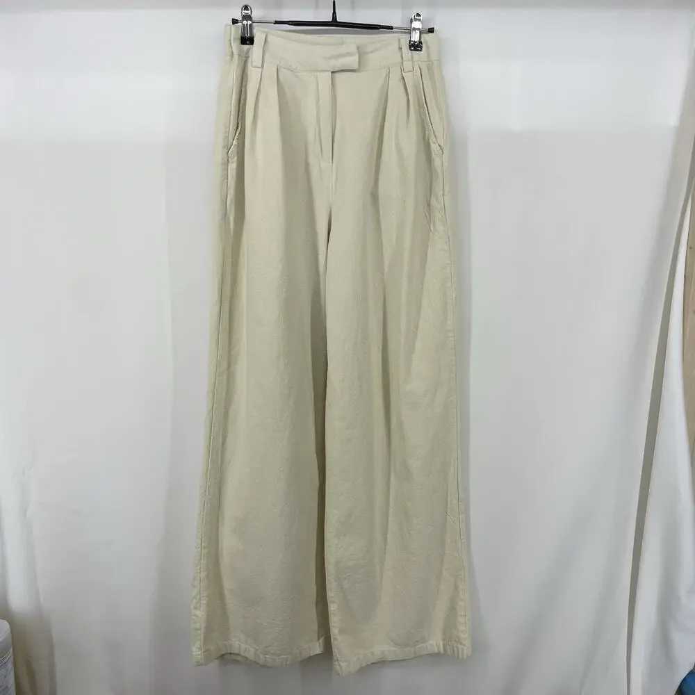 Nasty Gal 28x29 Size‎ 4 Wide Leg Trouser Pants High Rise Cream Neutral Office